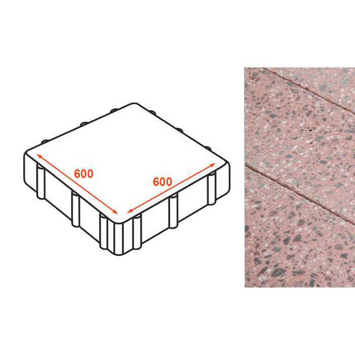 Плита тротуарная Готика Granite FINO, Ладожский 600x600x80 мм